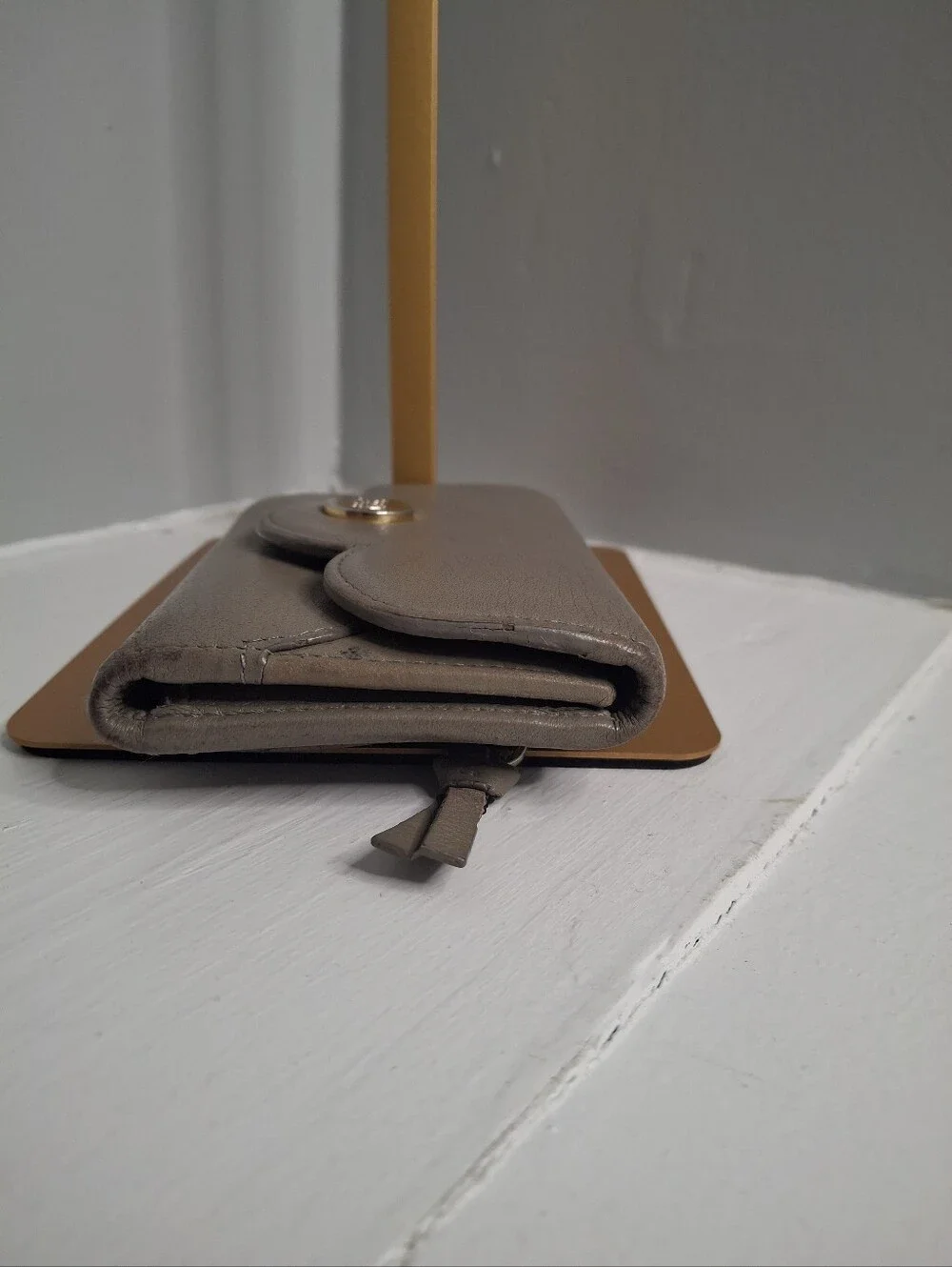 See by Chloé Taupe Scalloped Leather Compact Wallet